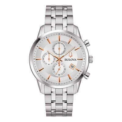 Orologio Uomo Bulova Sutton Chrono al Quarzo con Quadrante Silver 41 mm 