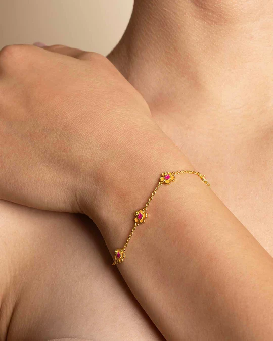 Bracciale Donna Amabile Ibisco Dorato Regolabile con Fiore di Ibisco 