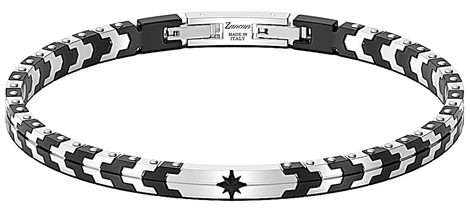 Bracciale Uomo Zancan Hi Teck Maglia Snake in Acciaio e pvd Nero 