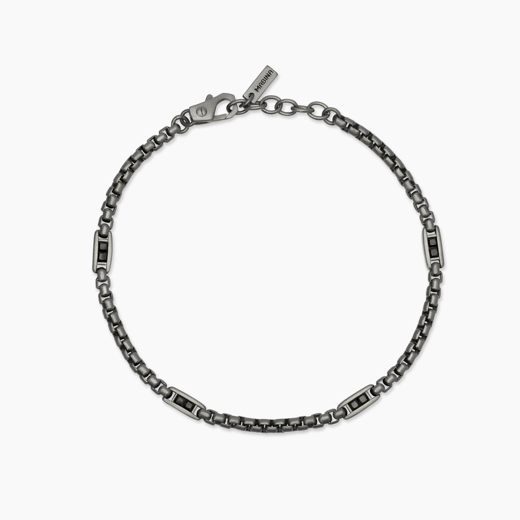 Bracciale Uomo Mabina Race con Catena Veneta e Zirconi Neri