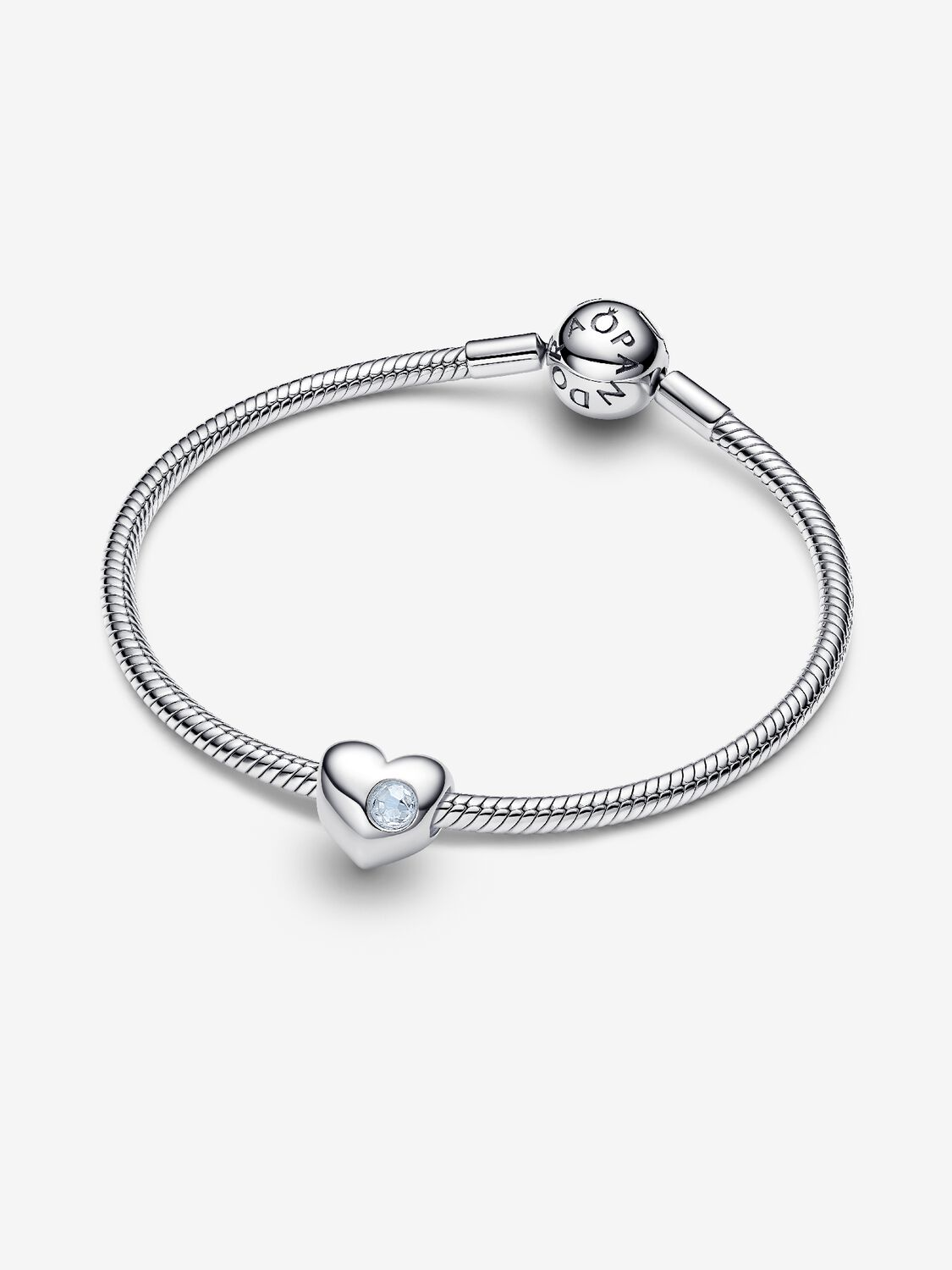 Charm Pandora Cuore con Pietra Azzurra Marzo da Incidere