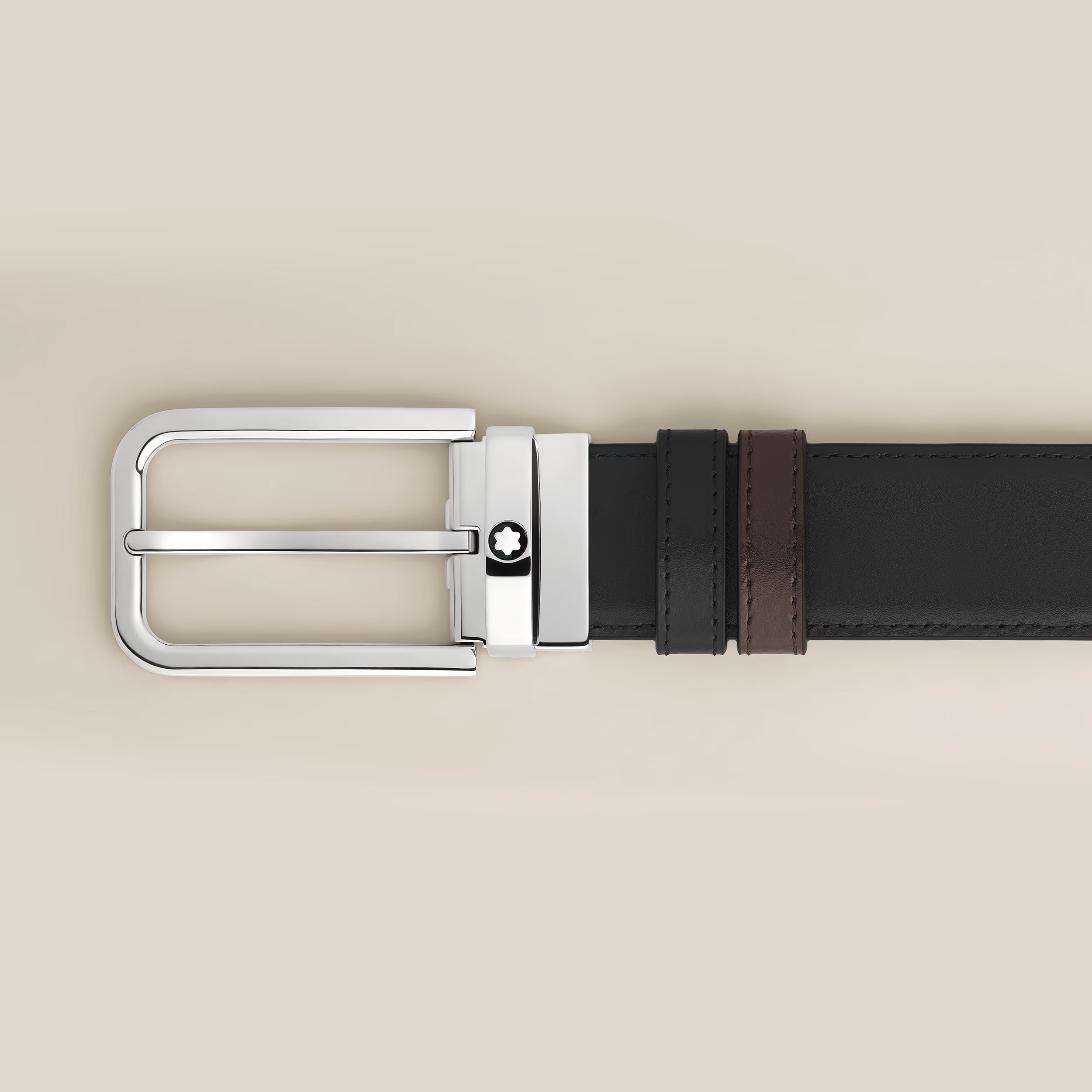 Cintura Reversibile Montblanc 35 mm in Pelle Meisterstück Nera/Ebano con Fibbia Rettangolare