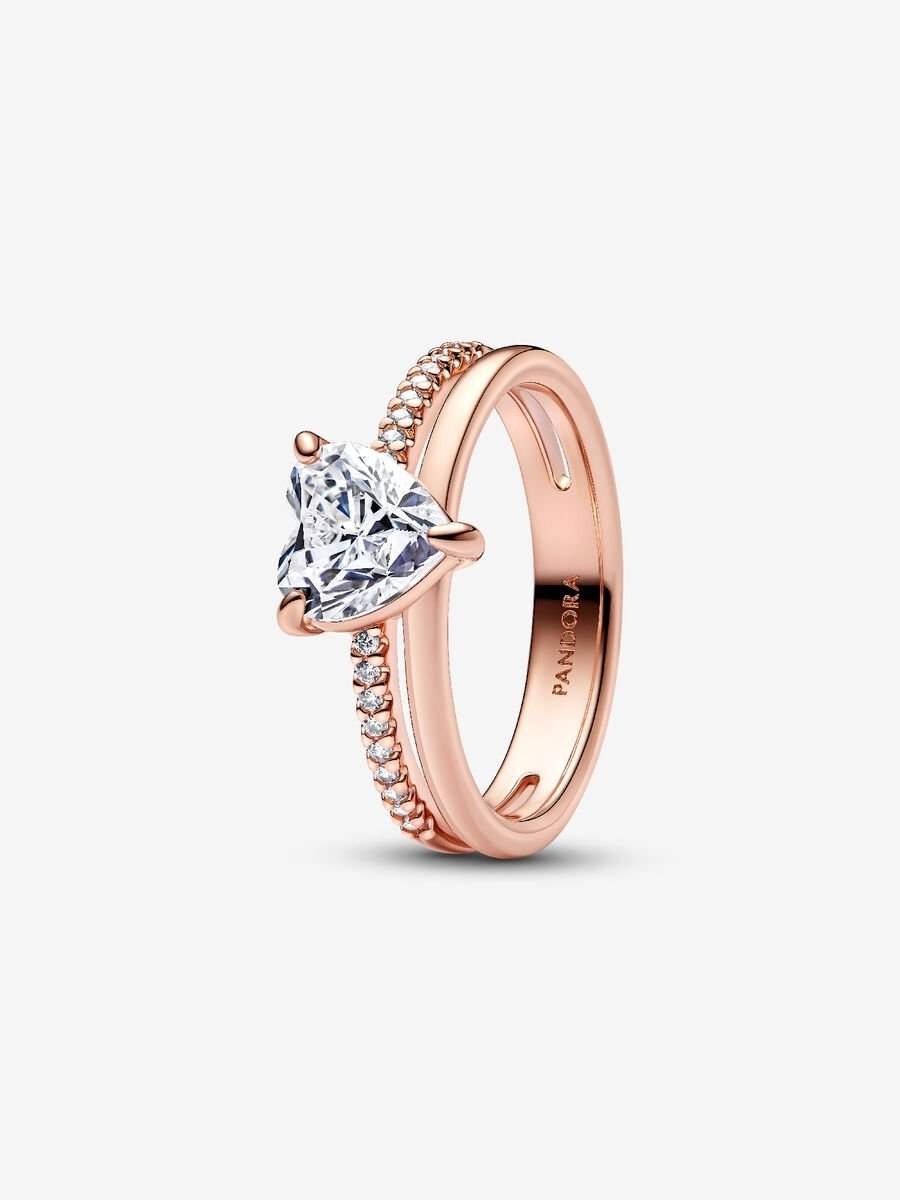 Anello Pandora Doppia Fascia con Cuore