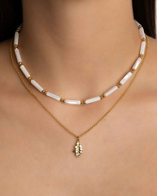 Collana Donna Amabile Shelly Dorata di Perle di Conchiglia Cilindriche 