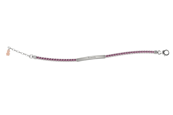 Bracciale Bimbo Nanan Tennis con Targa e Zirconi Rosa