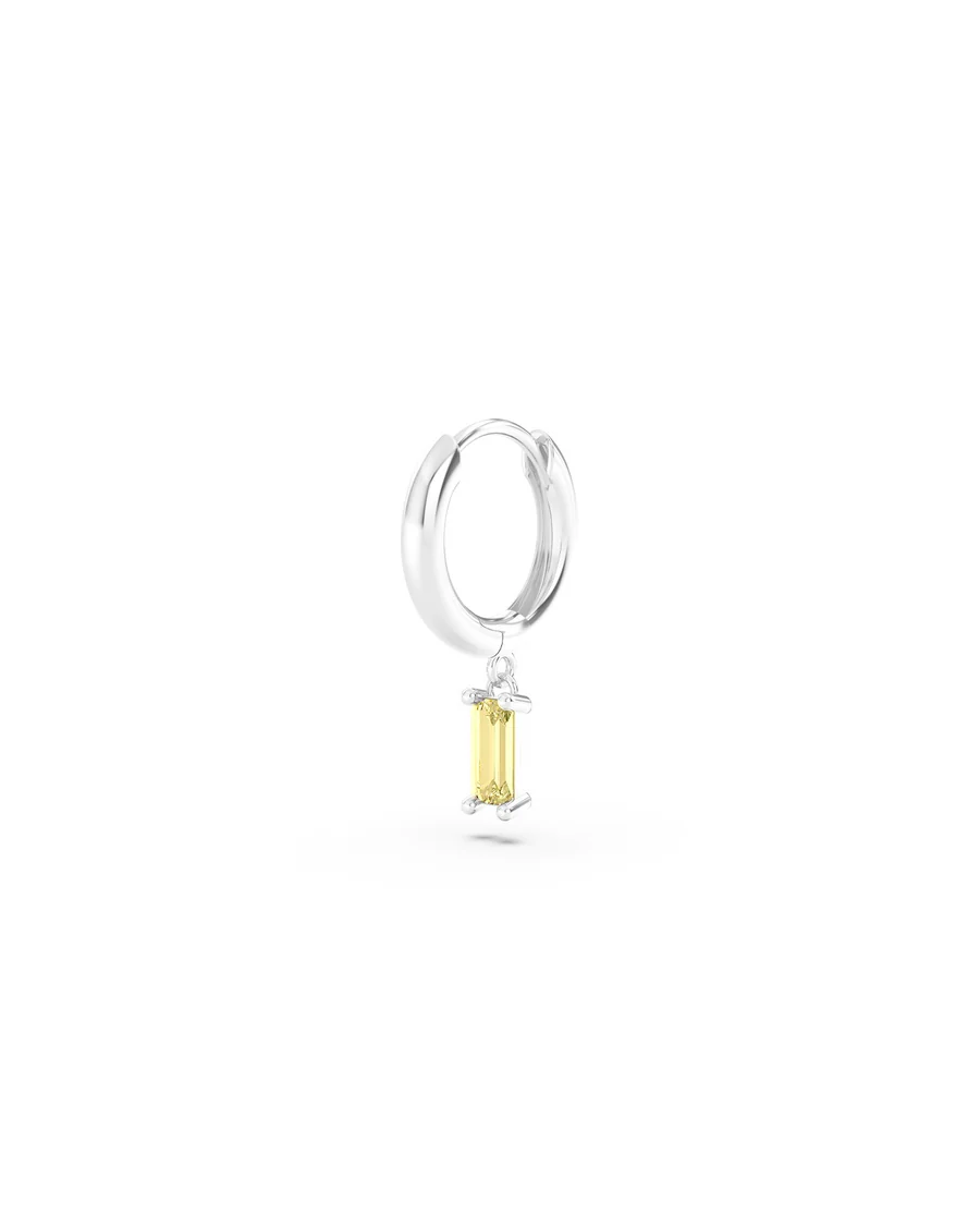 Orecchino Donna Amabile Hoop Baguette a Cerchio con Ciondolo Baguette Giallo 