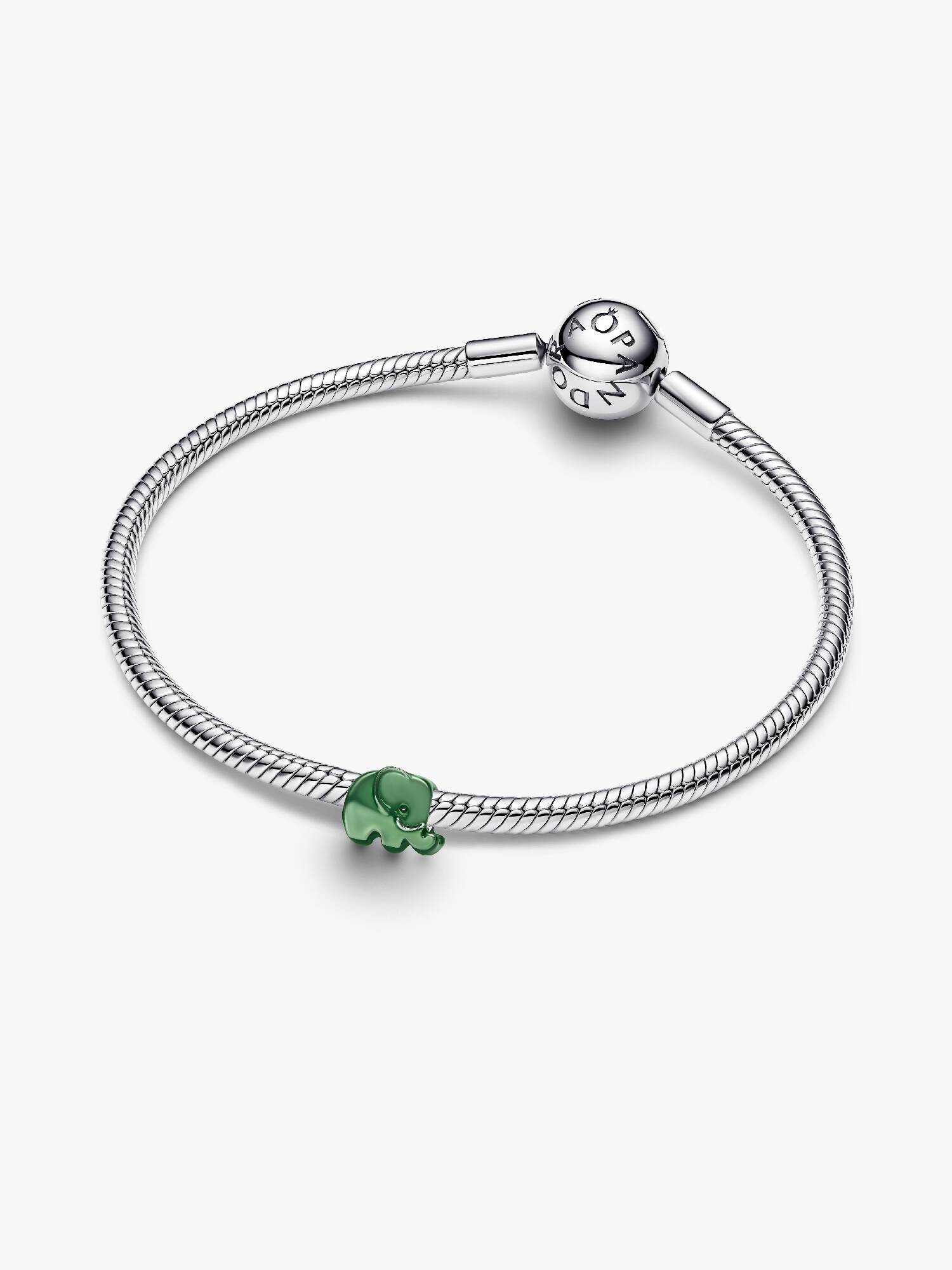 Mini Charm Pandora Elefante Effetto Metallico Verde in Argento Sterling 925