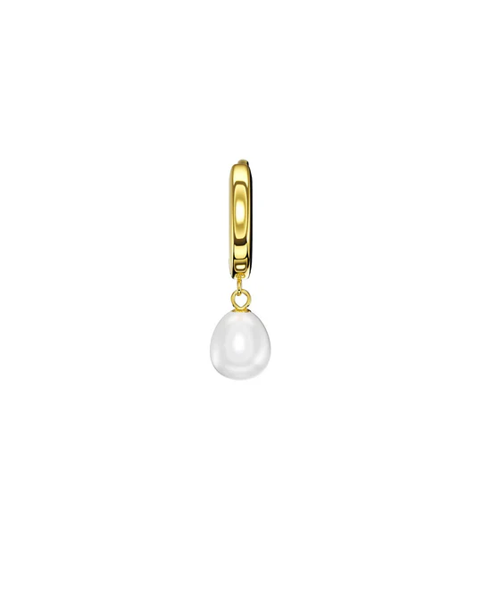 Orecchino Donna Amabile Hoop Perla Dorato a Cerchio con Perla Pendente 