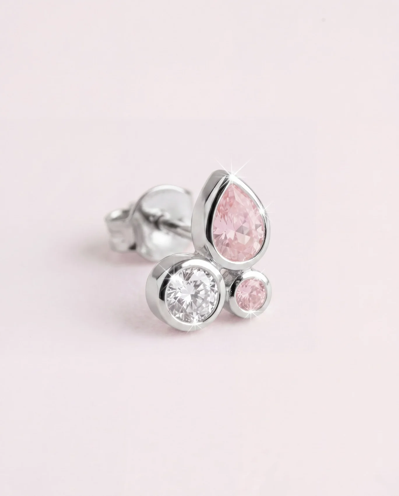 Orecchino Amabile Droplets con Zirconi e Rosa e Bianchi in Argento 925