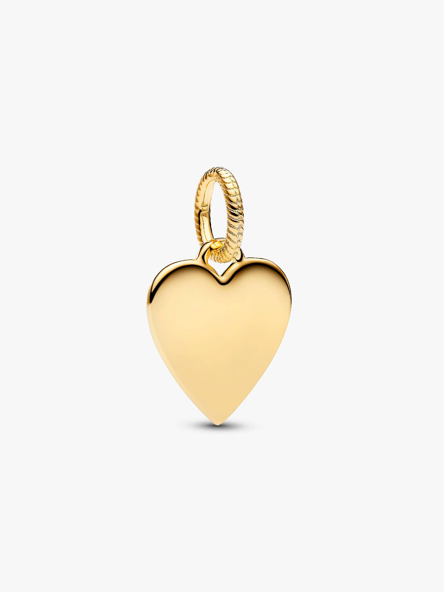 Charm Pandora Pendente Cuore da incidere in Argento 925 Rifinito in Oro