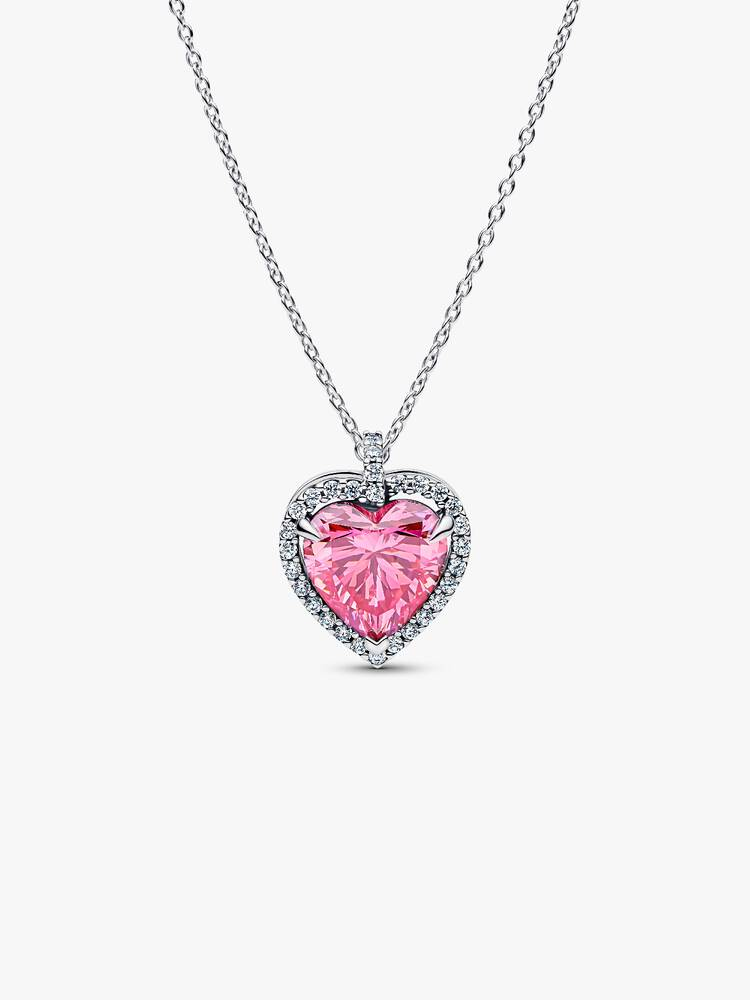 Collana Pandora Cuore in Rilievo Rosa Grande