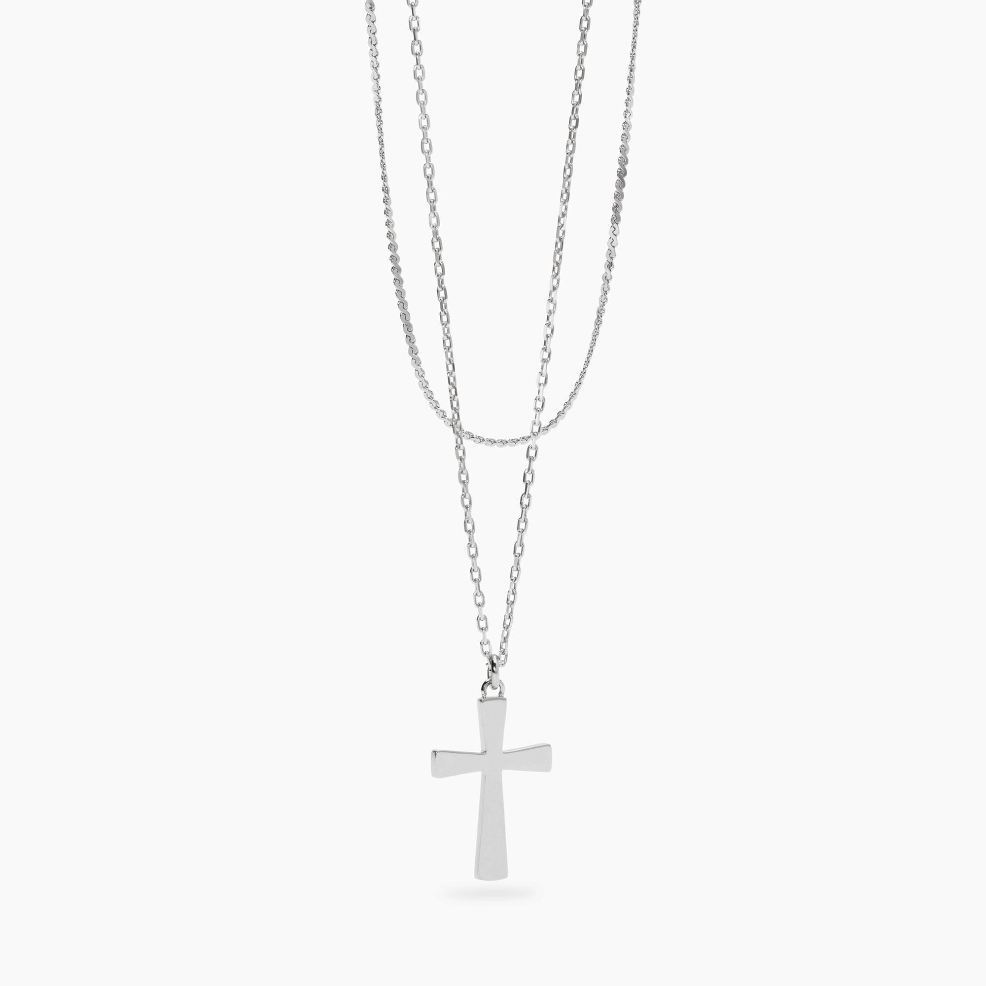 Collana Donna Kidult con Catene e Pendente Croce 