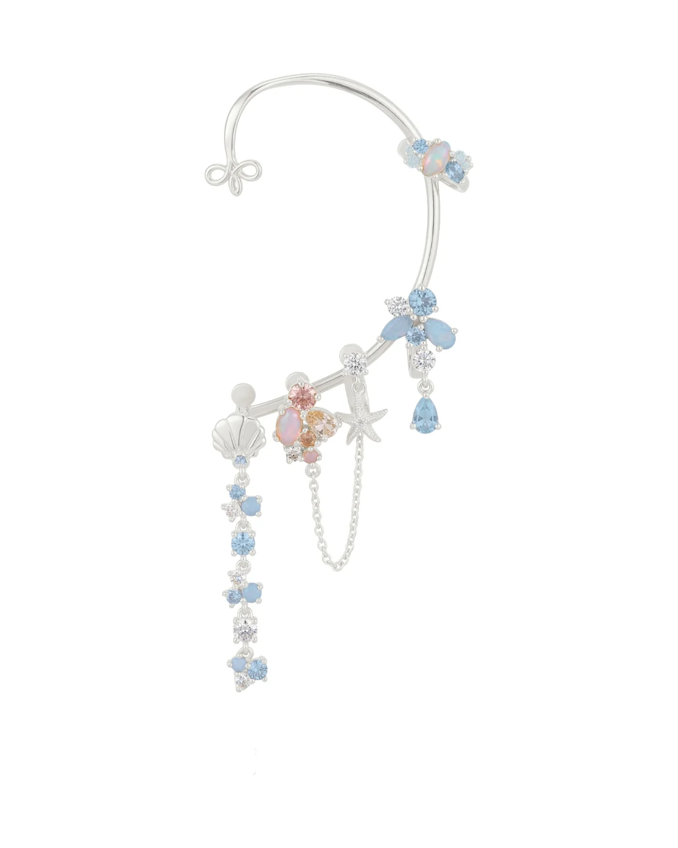 Cuffy Amabile Calypso con Stella Marina Conchiglia e Zirconi Blu e Rosa in Argento 925 Amabile
