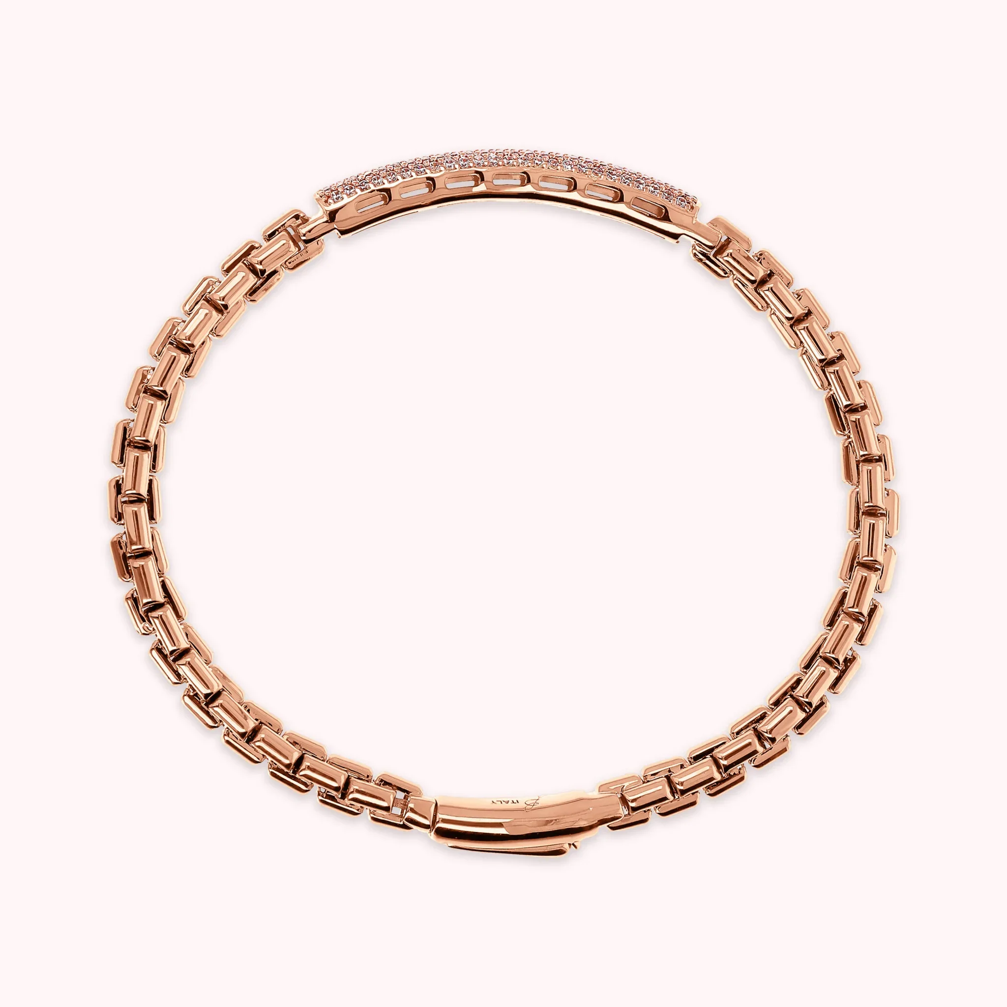 Bracciale Semirigido Bronzallure  Maglia Veneziana con Placchetta in Pavé di Cubic Zirconia