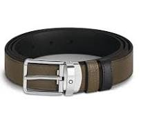 Cintura Reversibile Montblanc iin Pelle Kaki/Nera con Fibbia Everyday da 30 mm 