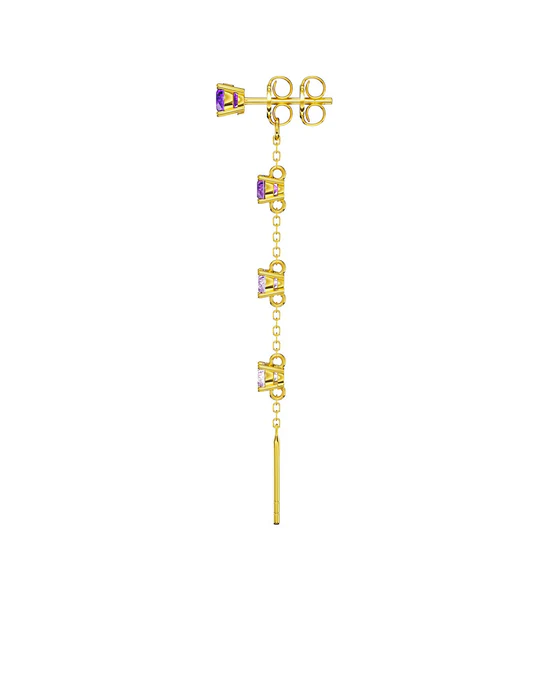 Orecchino Donna Amabile Charmi Luce Pendente con Zirconi Viola e Chiusura Intercambiabile 