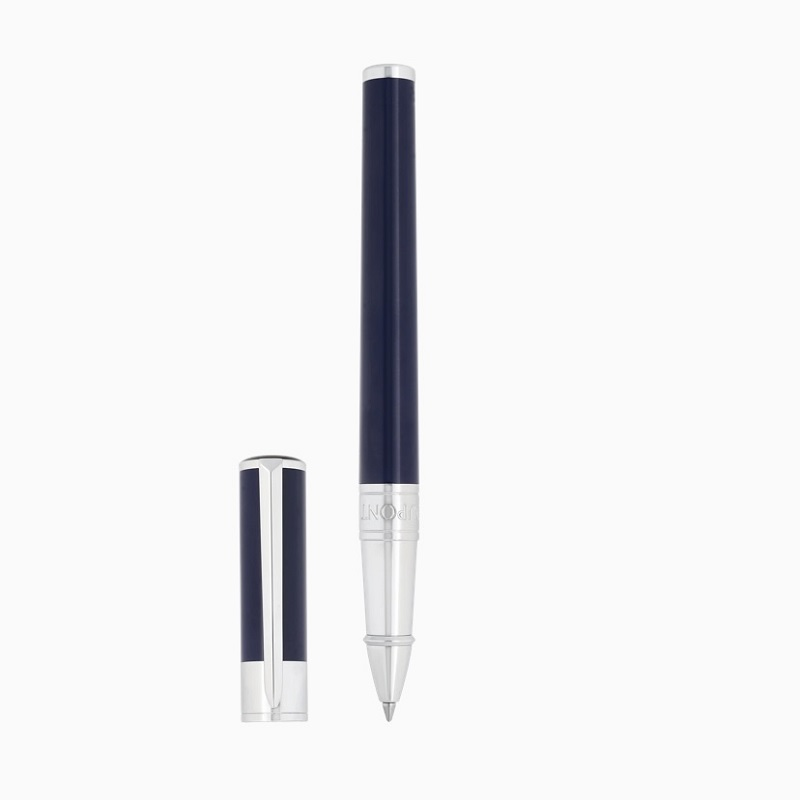 Penna Roller Dupont Initial in Lacca Blu e Finiture Cromate
