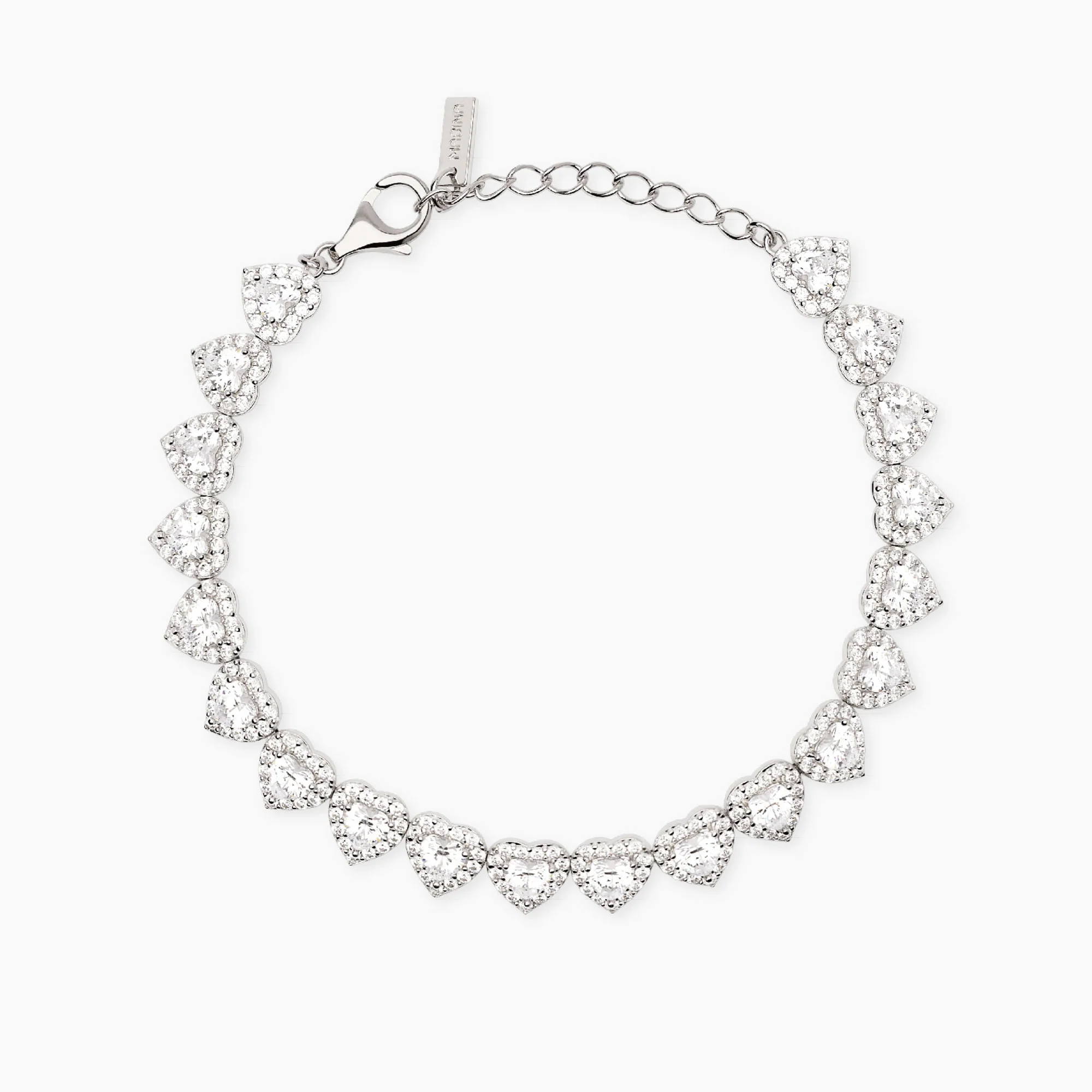 Bracciale Mabina Tennis con Cuori in Zirconi Bianchi