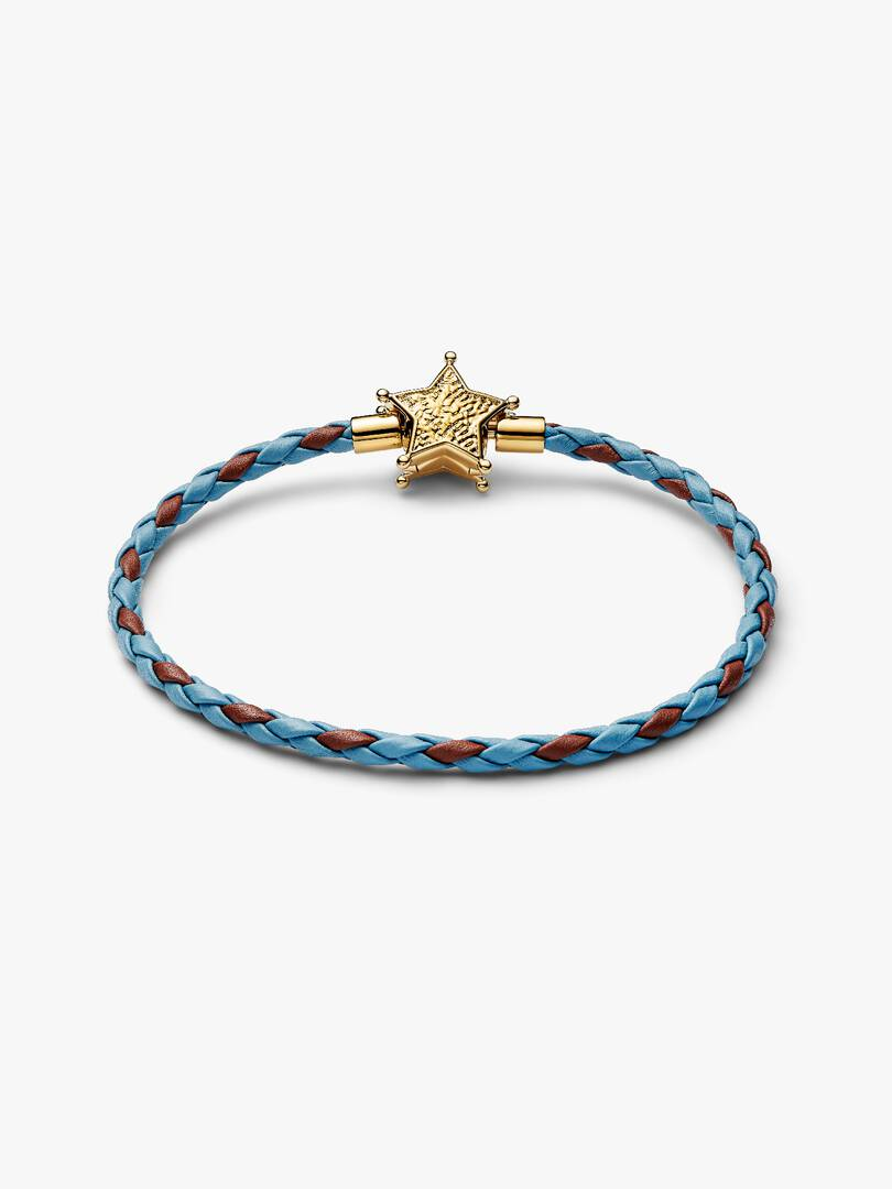 Disney Pixar, Toy Story, Bracciale Pandora in Pelle Stella dello Sceriffo Misura 17,50 cm