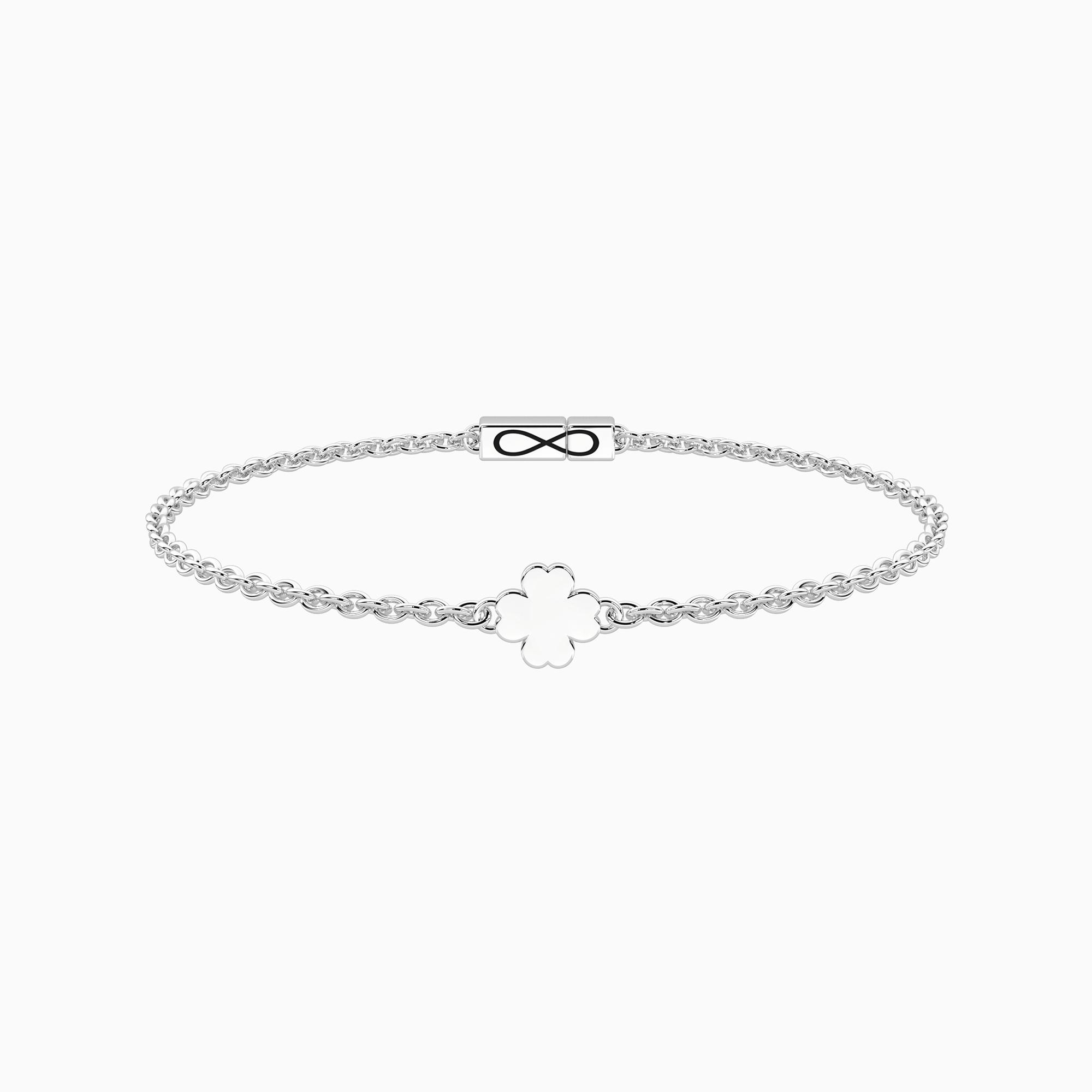 Bracciale Unisex Kidult con Quadrifoglio e Chiusura Non-Reversibile 