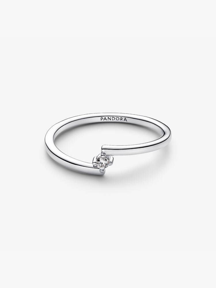 Anello Pandora Solitario Fascia Asimmetrica in Argento Sterling 925 Misura 48