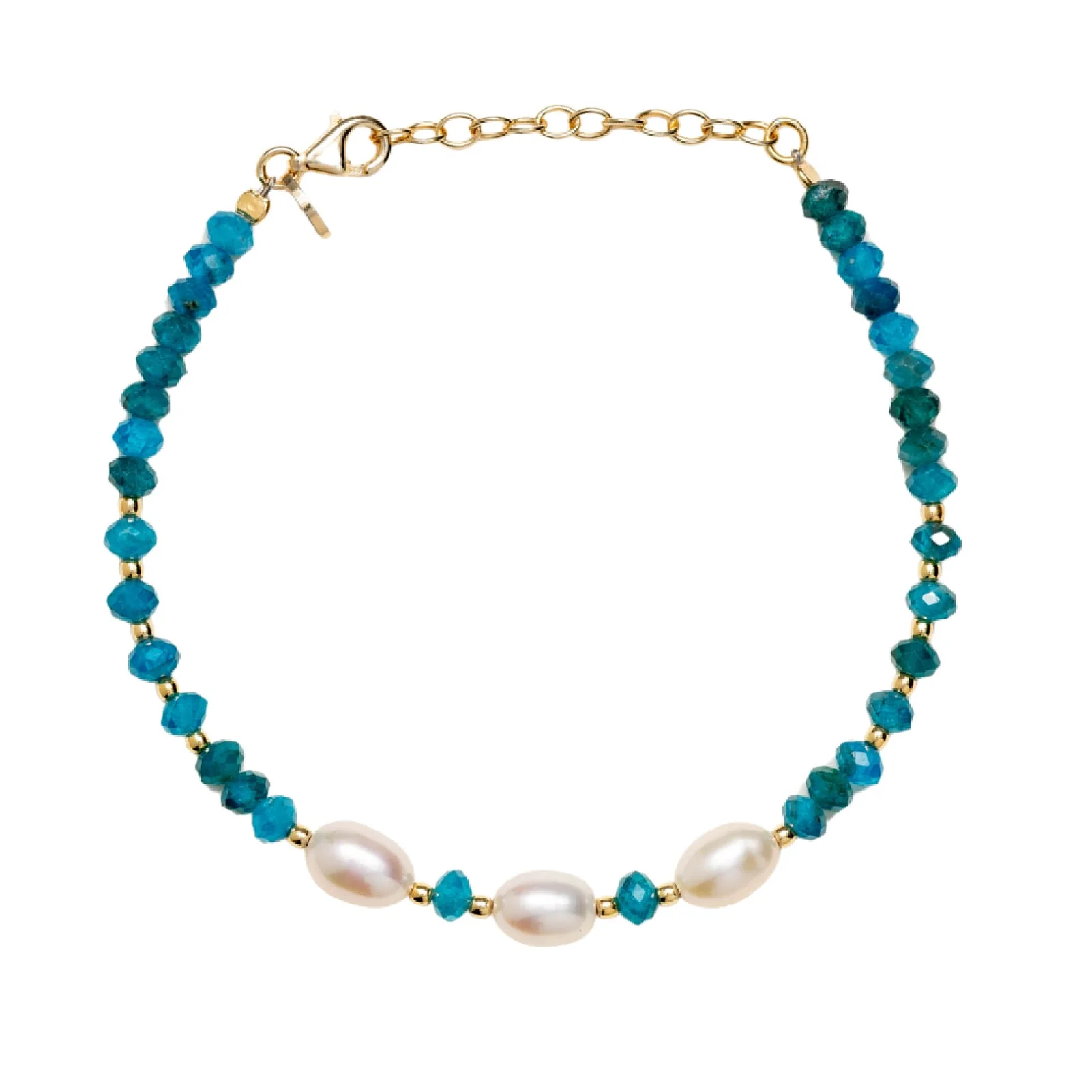 Bracciale Donna Alisia con Apatite e Perle in Argento Dorate