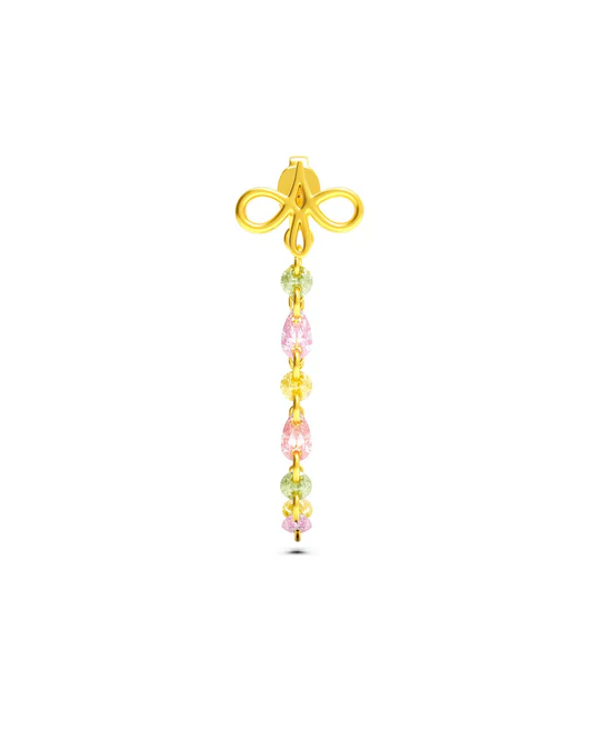 Orecchino Donna Amabile Bond Warm Gaze Dorato con Doppia Catenella Pendente 