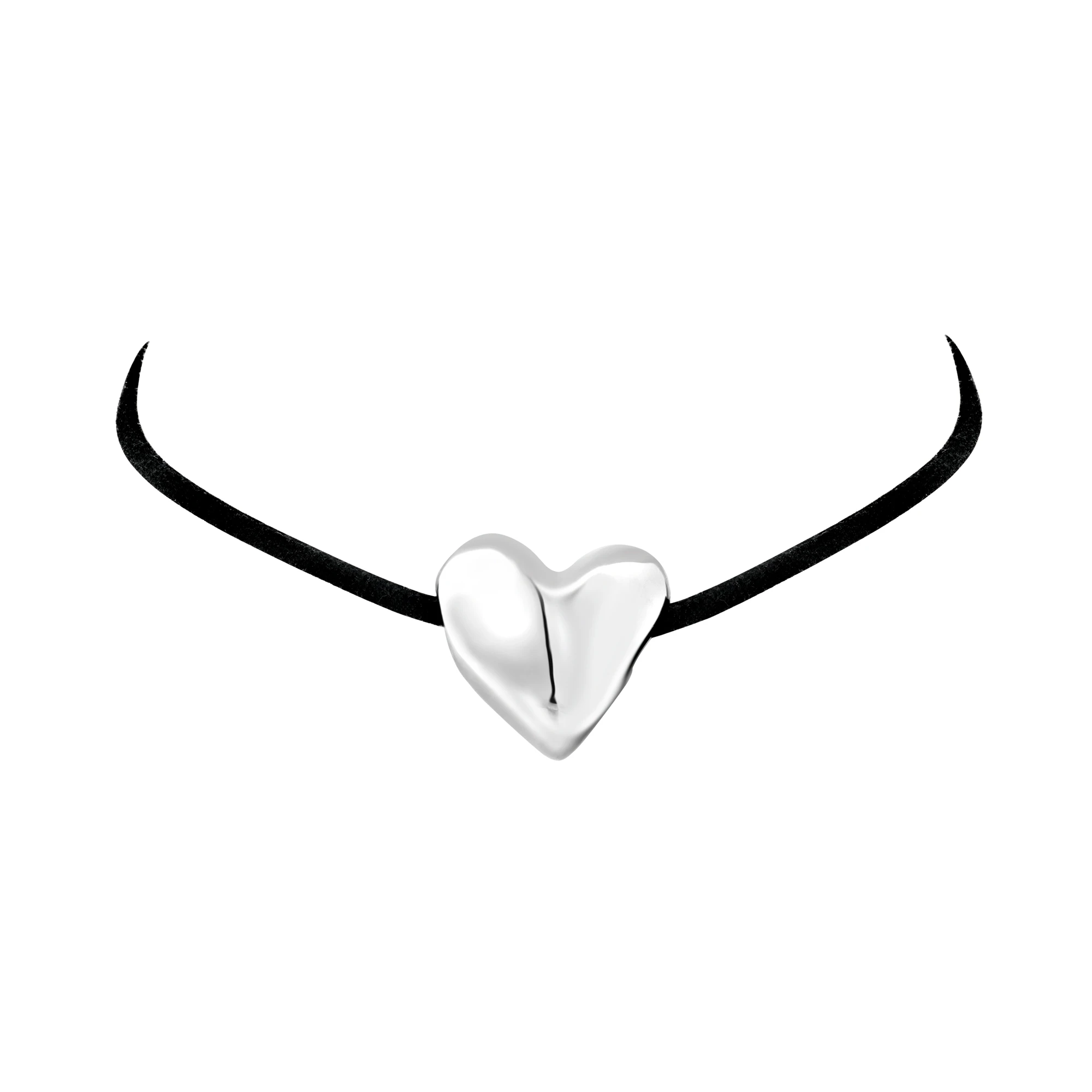 Collana Breil Choker Big Heart in Acciaio con Cordino Nero 