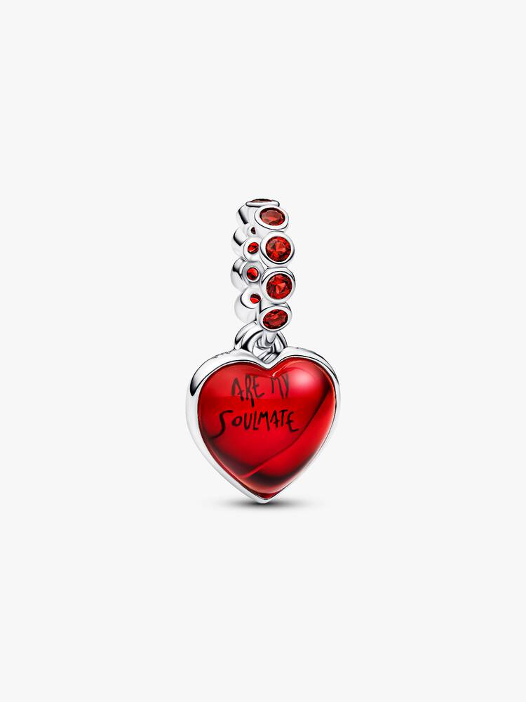 Charm Pendente Pandora Doppio Cuore Vetro di Murano Rosso