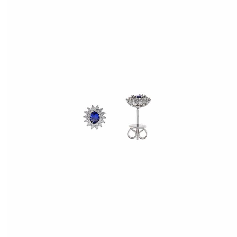 Orecchini Donna Salvatore Plata a Lobo in Argento con Zirconi Blu 