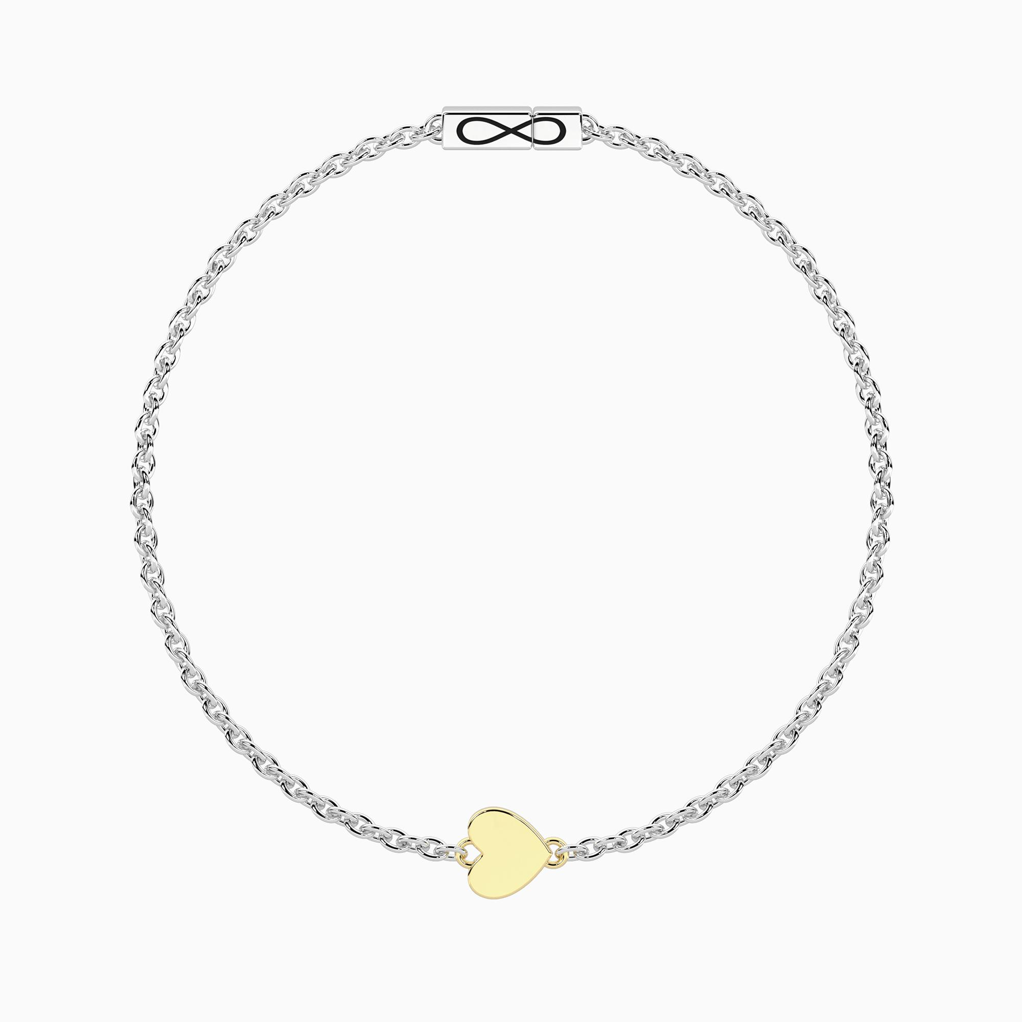 Bracciale Unisex Kidult con Cuore in Oro 9kt e Chiusura Non-Reversibile - Misura 19