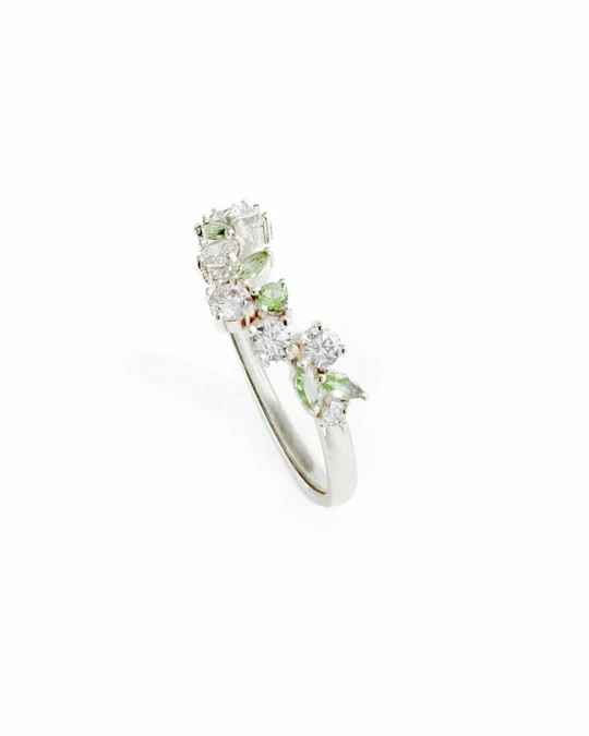 Anello Donna Amabile Fleur Chevron con Zirconi Rosa e Verdi Misura M