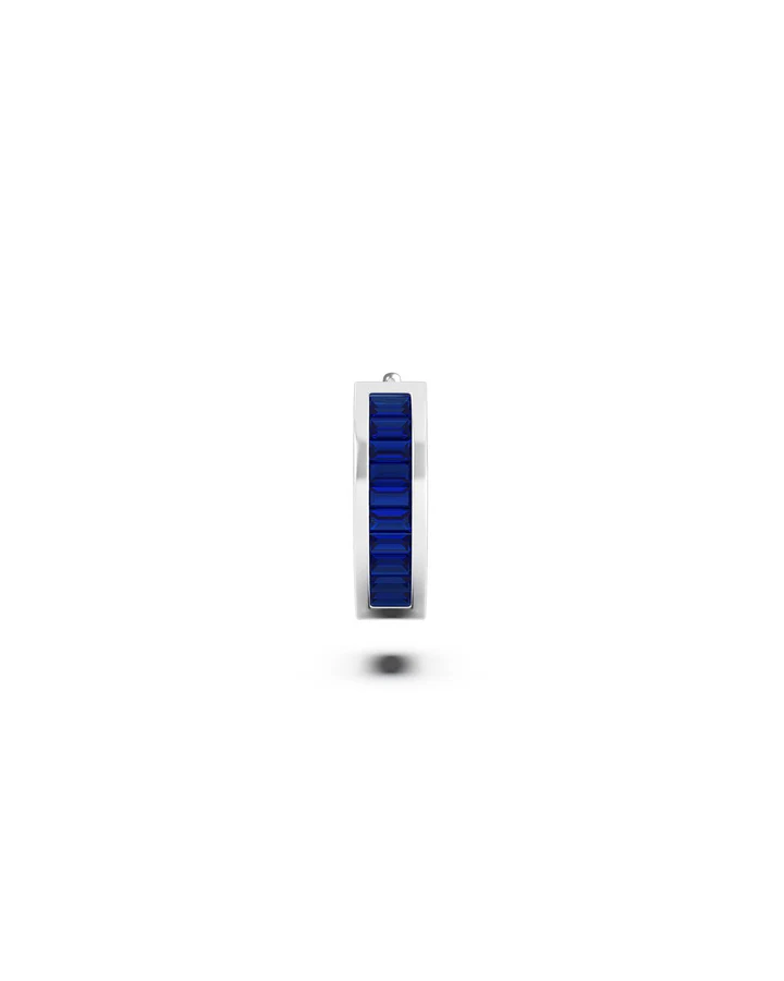 Orecchino Donna Amabile Hoop Zirconia a Cerchio con Pietre di Zirconia Blu Incastonate