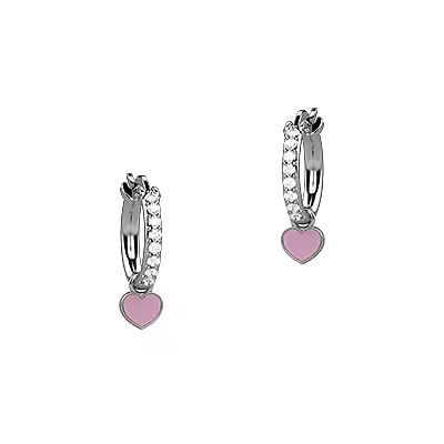 Orecchini Nanan Bijou in Argento con Zirconi e Cuore Rosa