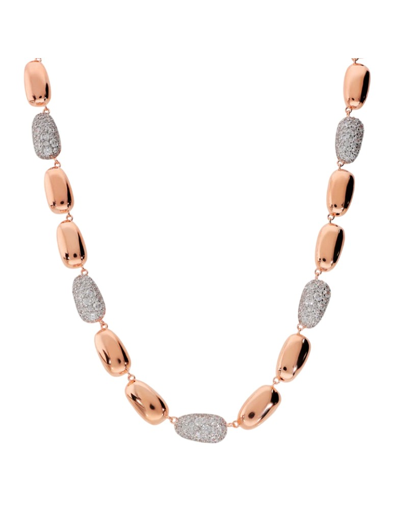 Collana Donna Bronzallure Altissima con Pepite Lucide e Cubic Zirconia 