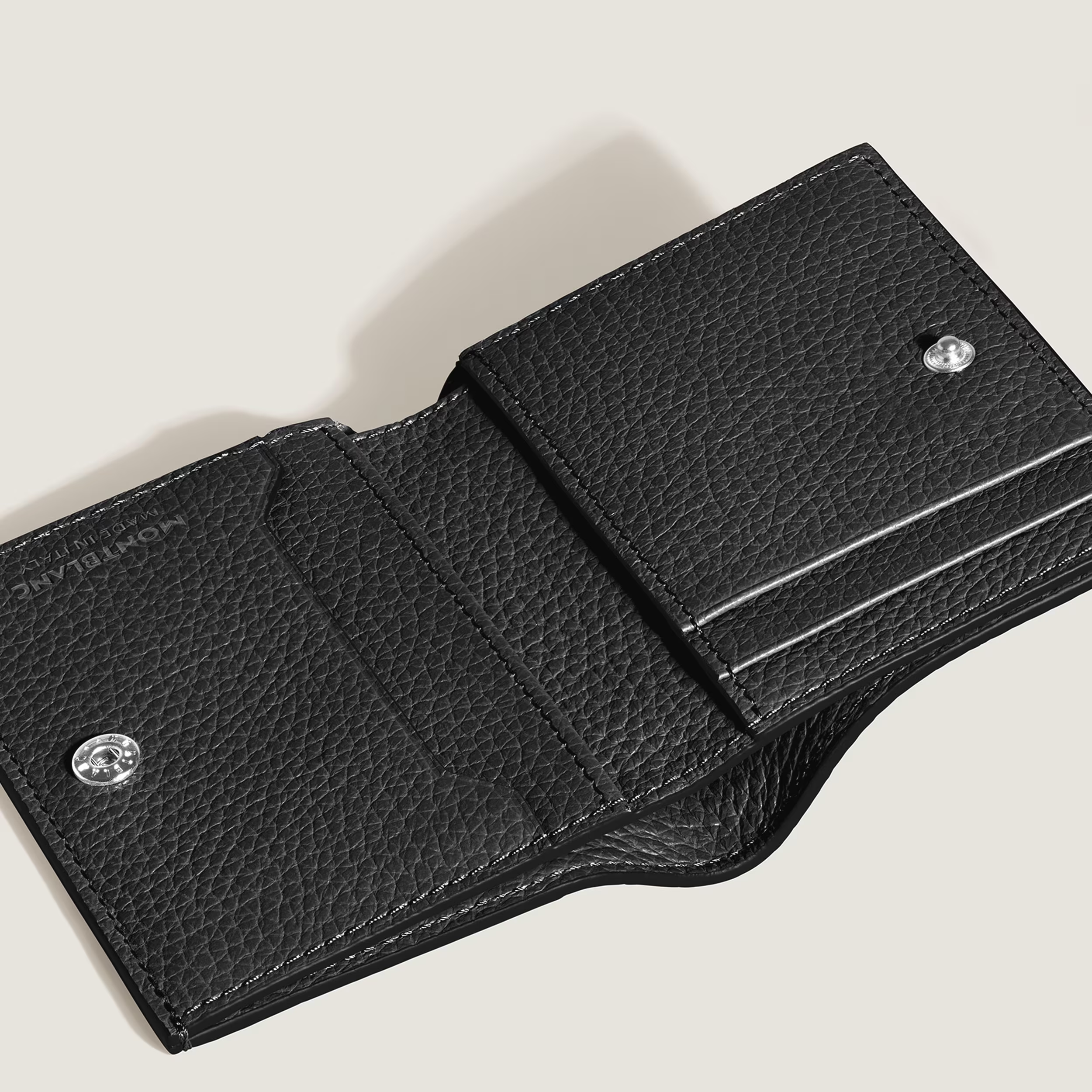 Portafoglio Montblanc Mini 4 Tasche in Pelle Nera con Grana 