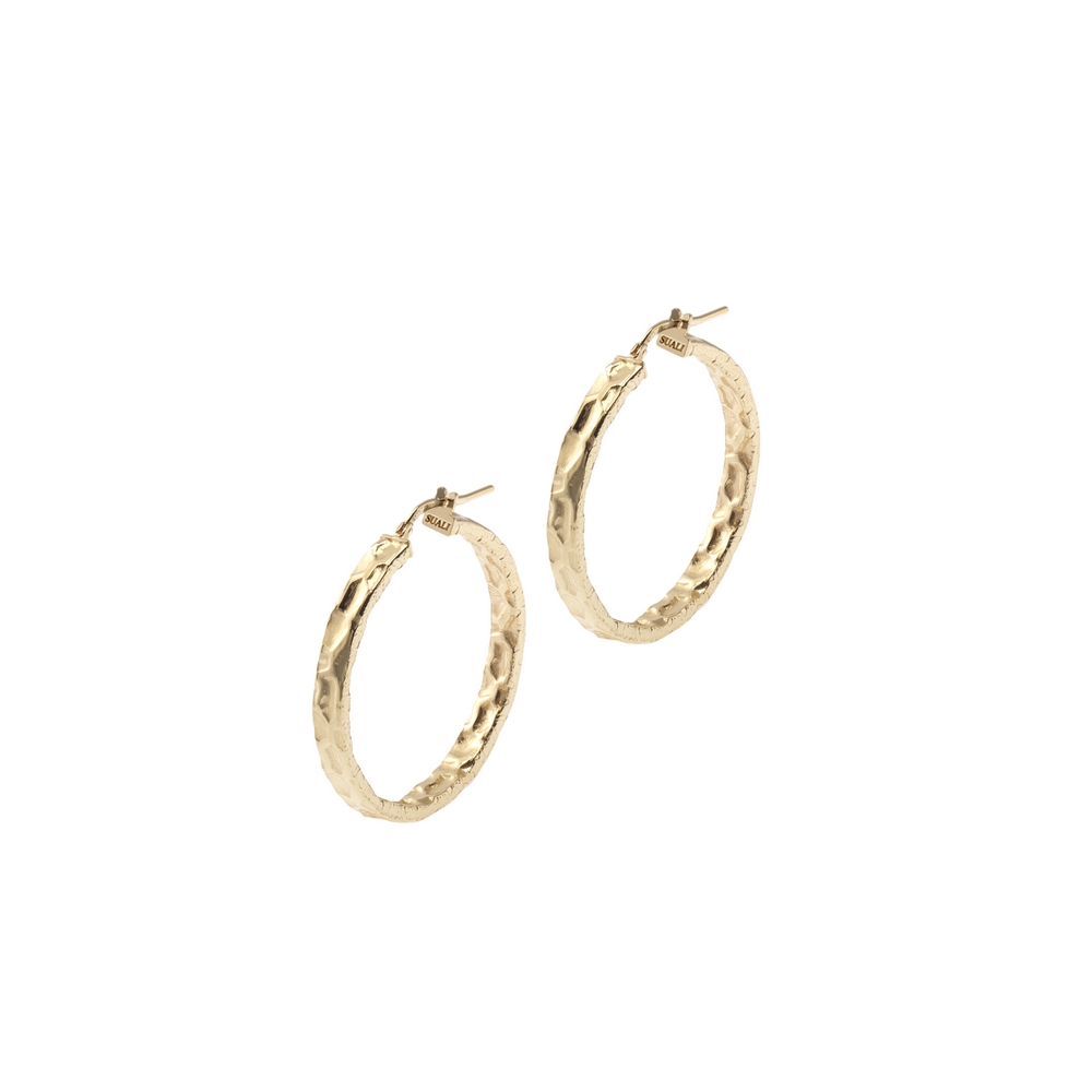 Orecchini Donna Suali Cerchio "tube" Canna 4×2 Martellata