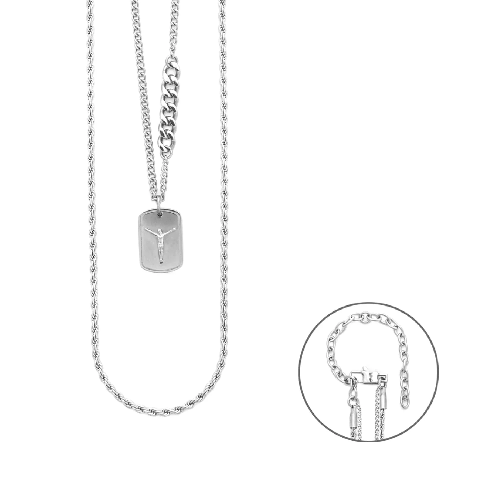 Collana Multifilo Uomo Paciotti 4US Acciaio con Targa Crocifisso