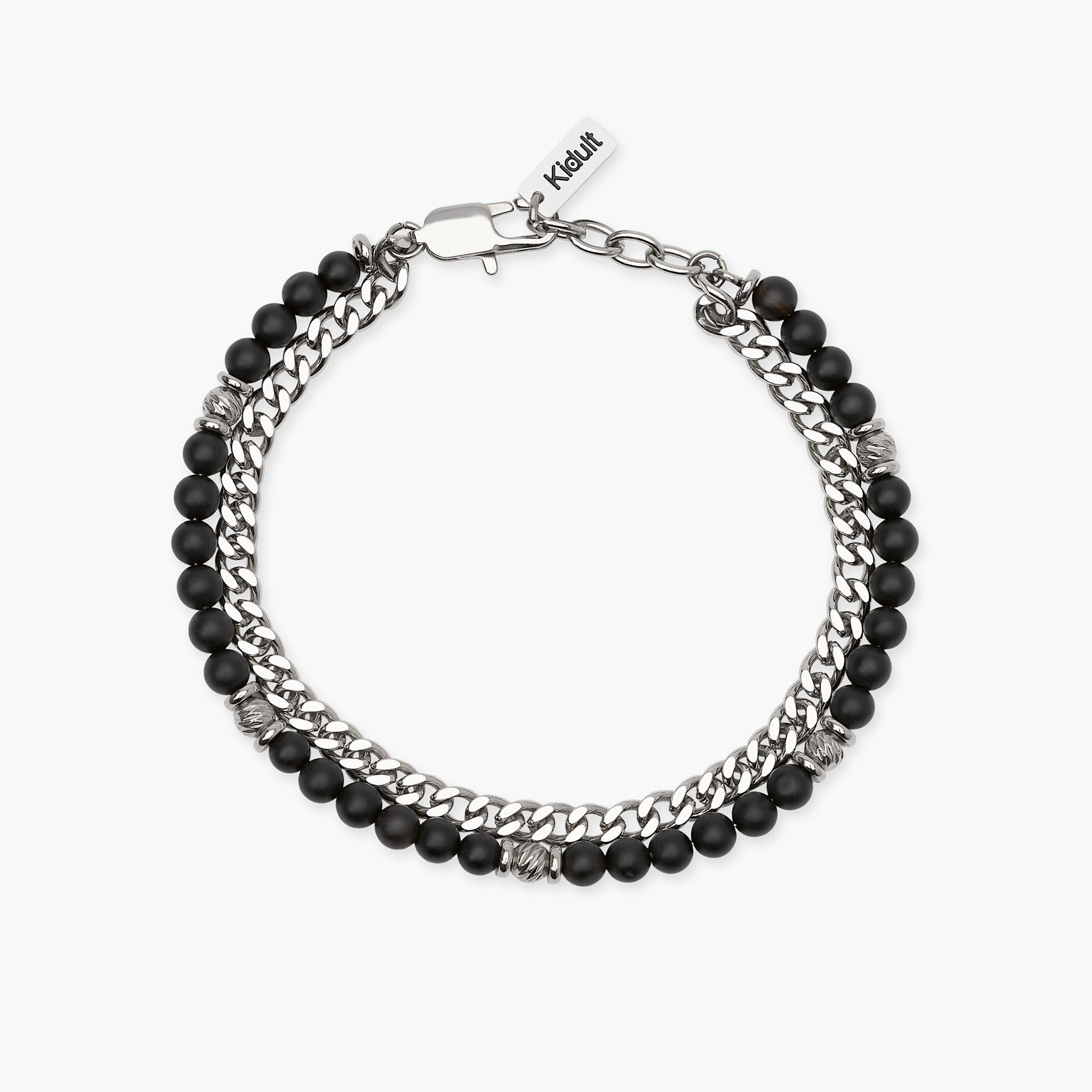 Bracciale Uomo Kidult con Catena Groumette e Agata Nera 