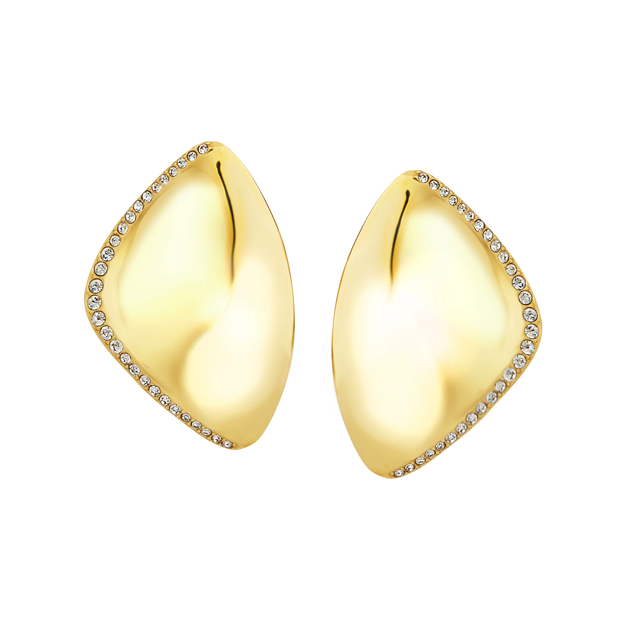 Orecchini Donna Breil Ritorcare in Acciaio pvd Oro con Pavè di Zirconi Bianchi 