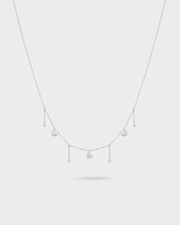 Collana Donna Rue Des Mille 3 Mini Cuori e Punti Luce Line 