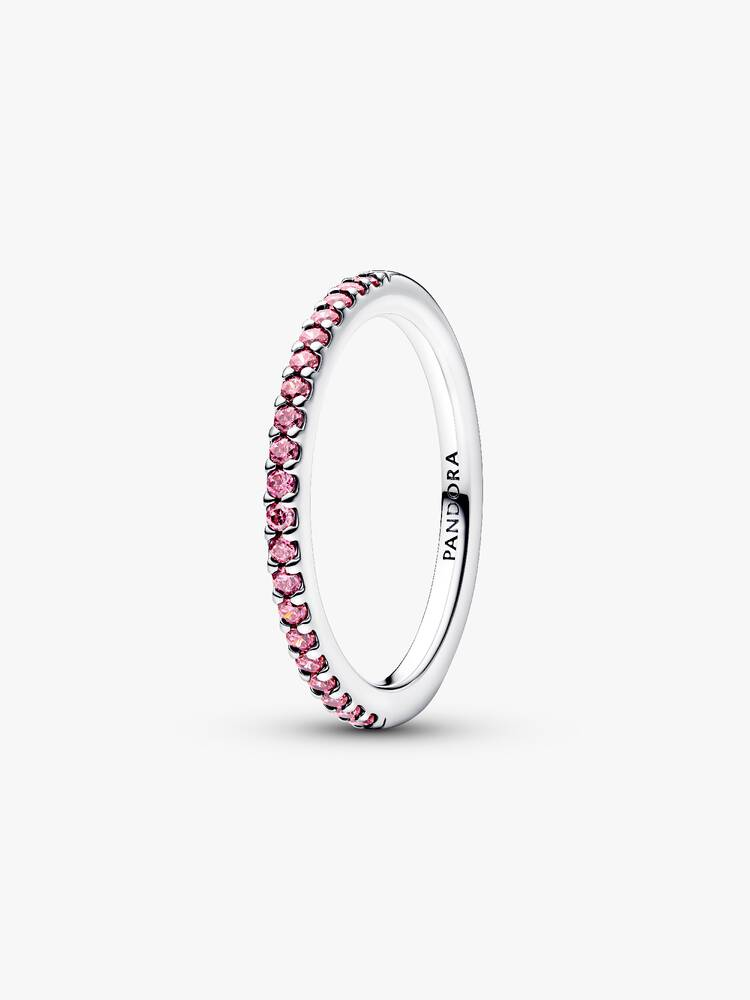 Anello Pandora Pavè Fascia Sottile Rosa