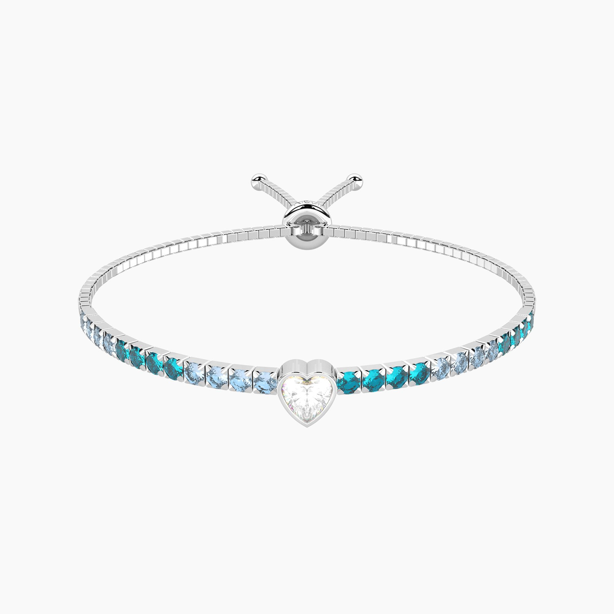 Bracciale Kidult tennis regolabile azzurro e verde con cuore - 732352