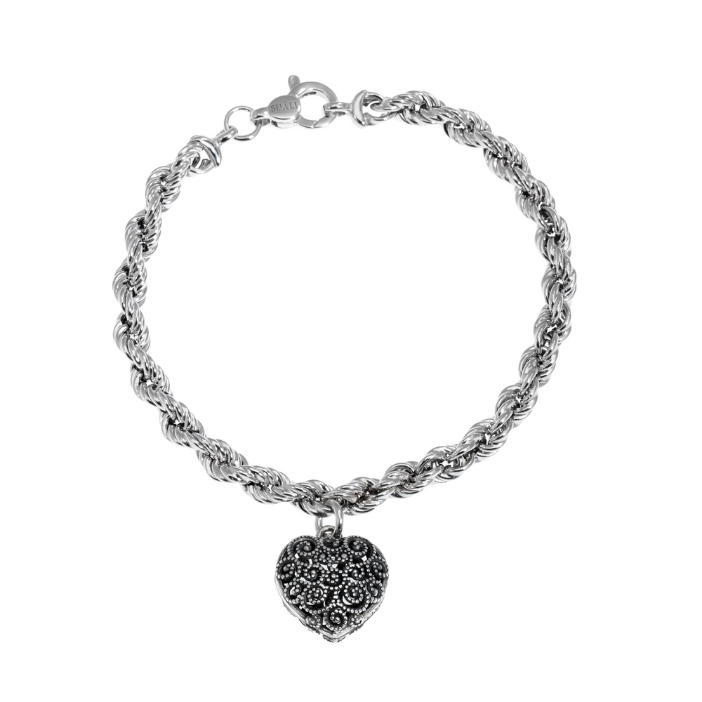 Bracciale Donna Suali Corda Cuore Traforato 