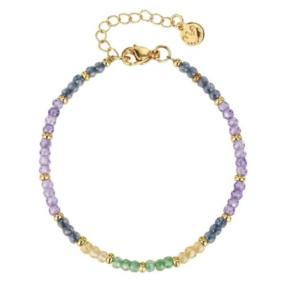 Bracciale Donna Boccadamo in Acciaio Dorato con Perline Multicolor 