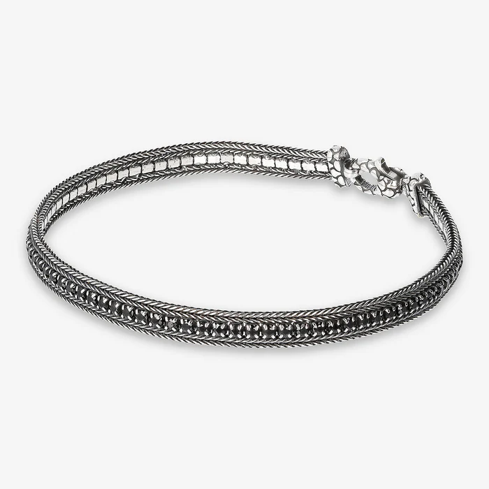 Bracciale Uomo Albert M. con Catena Spiga e Pietra Naturale o Cubic Zirconia in Argento 925