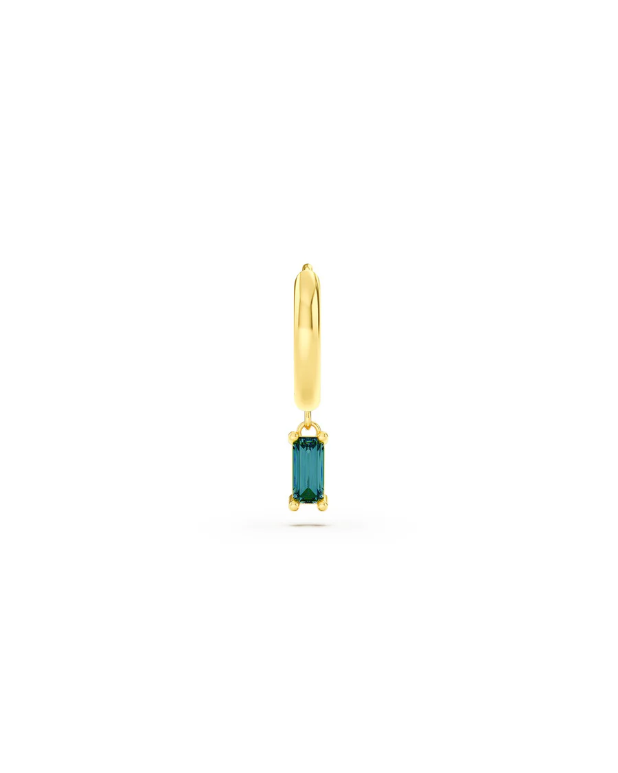 Orecchino Donna Amabile Hoop Baguette a Cerchio Dorato con Ciondolo Baguette Turchese 