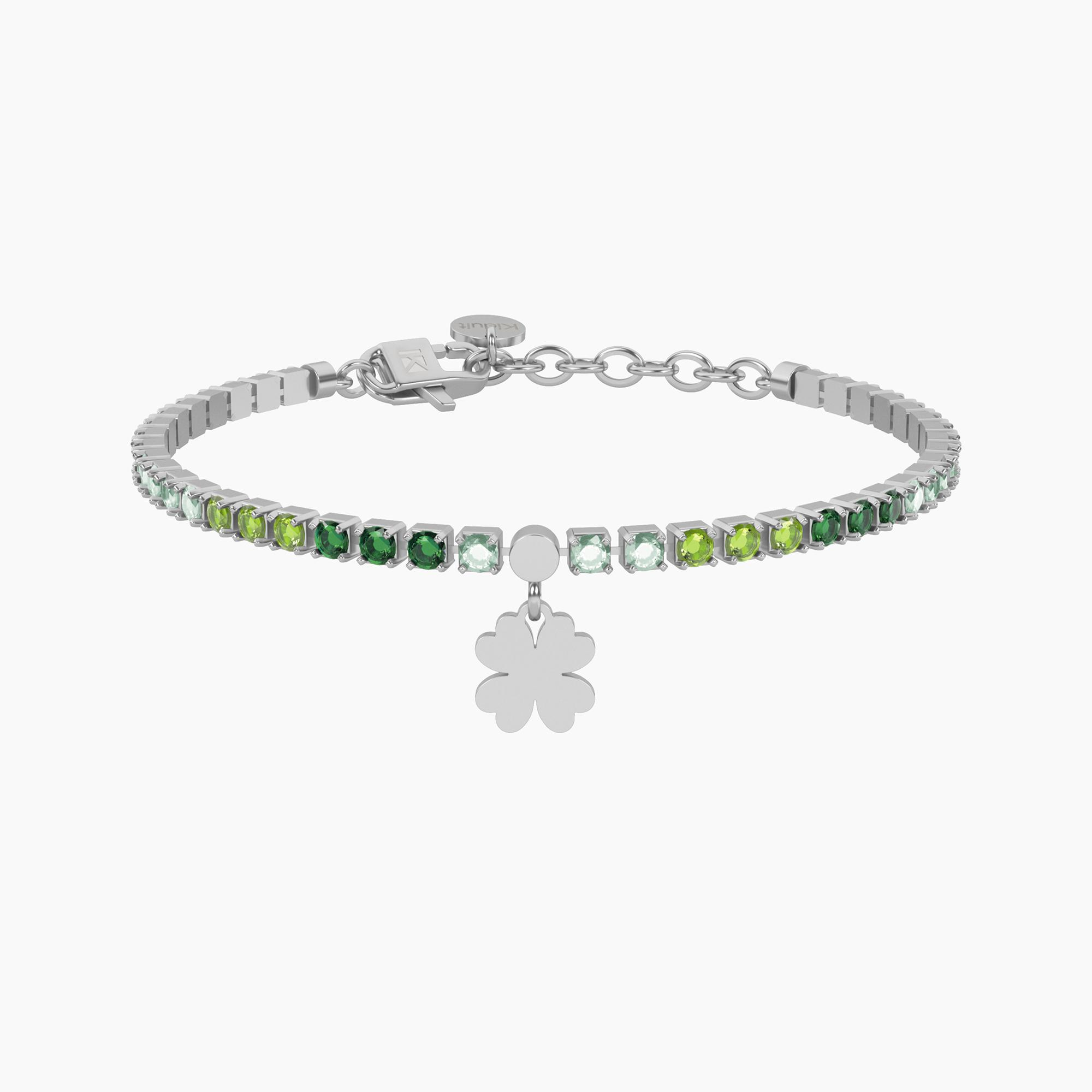 Bracciale Donna Kidult Tennis Verde con Quadrifoglio