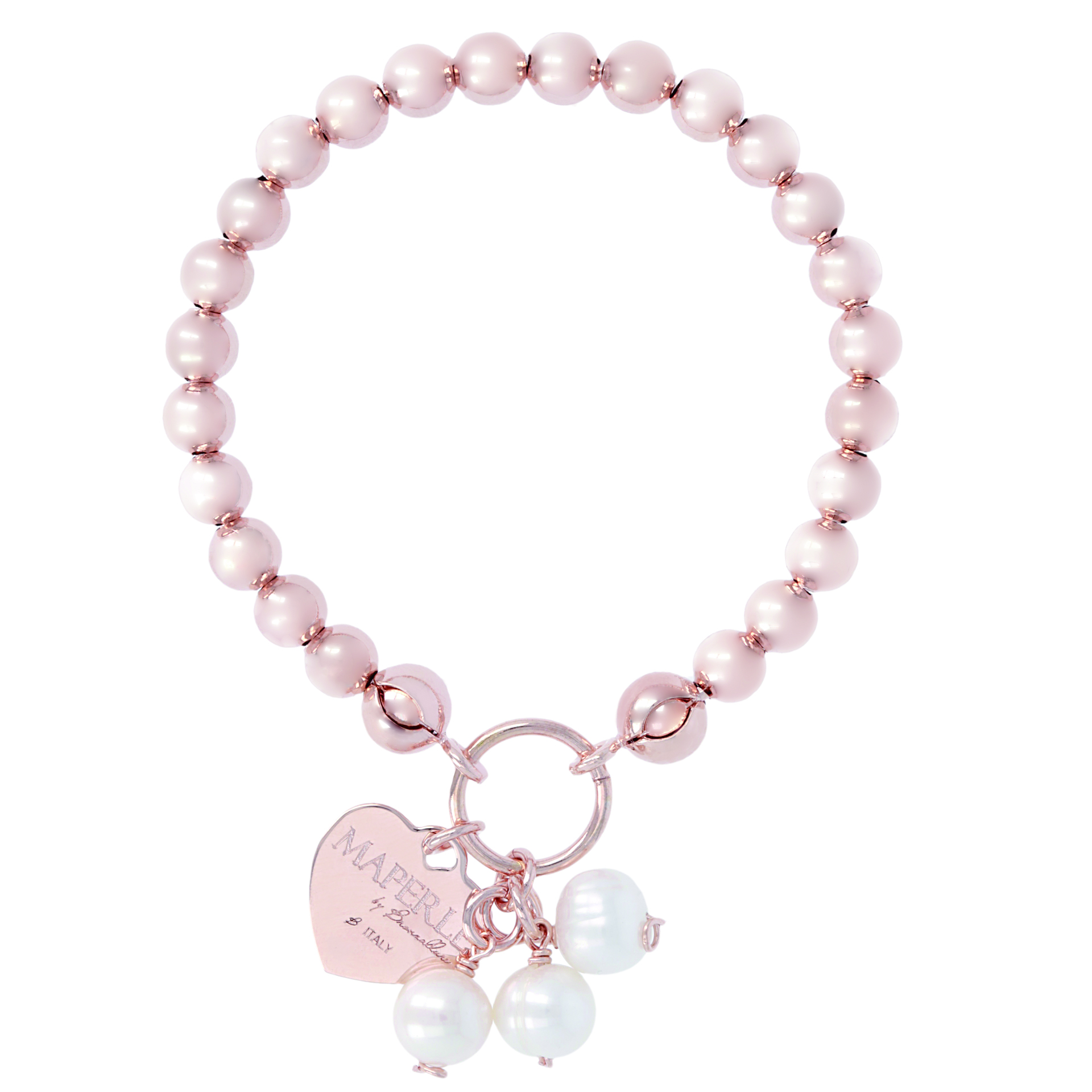 Bracciale Bronzallure con Perle E Cuore in Golden Rosè 