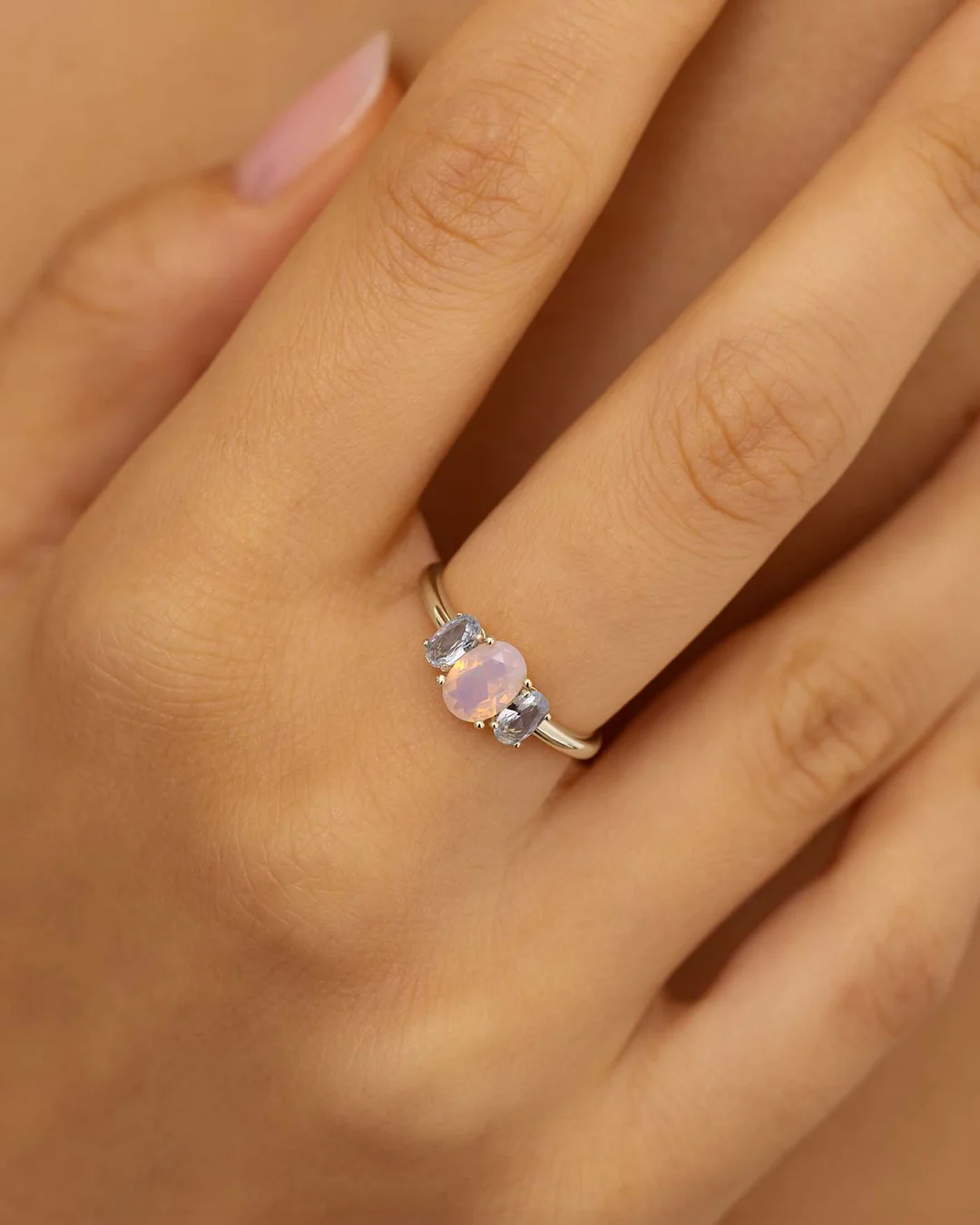 Anello Donna Amabile Trilogy Floral con Pietre Rosa e Celesti  Misura S